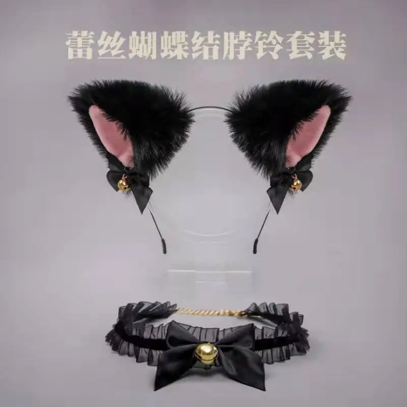 Cat Ear Hair Bands with Faux Fur & Bow Decor - Image 3