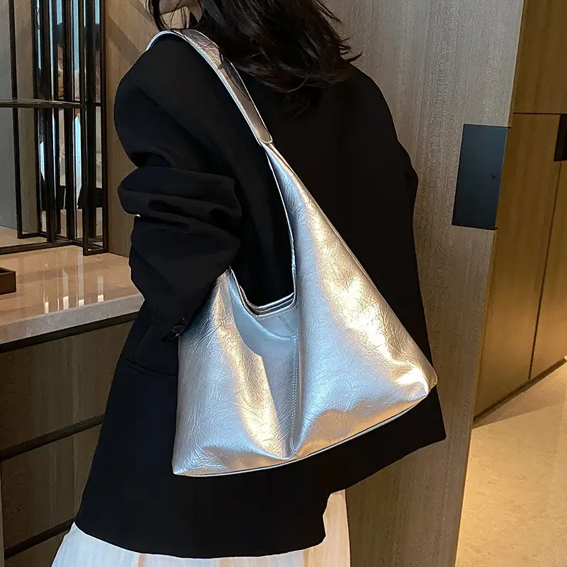 Silver Textured Shoulder Bag for Women 2026 - Image 7