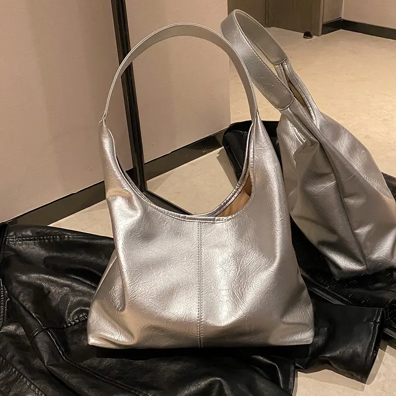 Silver Textured Shoulder Bag for Women 2026 - Image 8