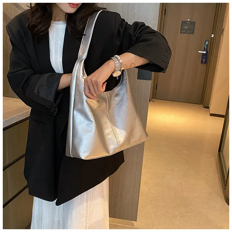 Silver Textured Shoulder Bag for Women 2026 — feature 40