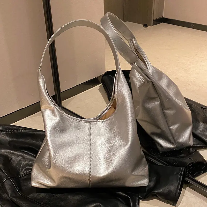Silver Textured Shoulder Bag for Women 2026 - Image 3