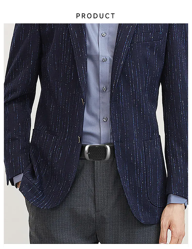 Men's Grey Knit Belt with Silver Buckle — feature 1