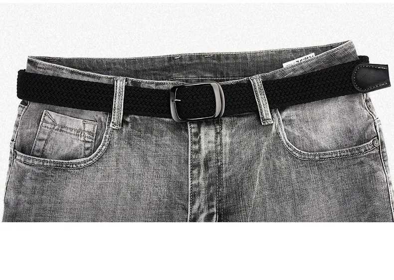 Men's Grey Knit Belt with Silver Buckle — feature 7