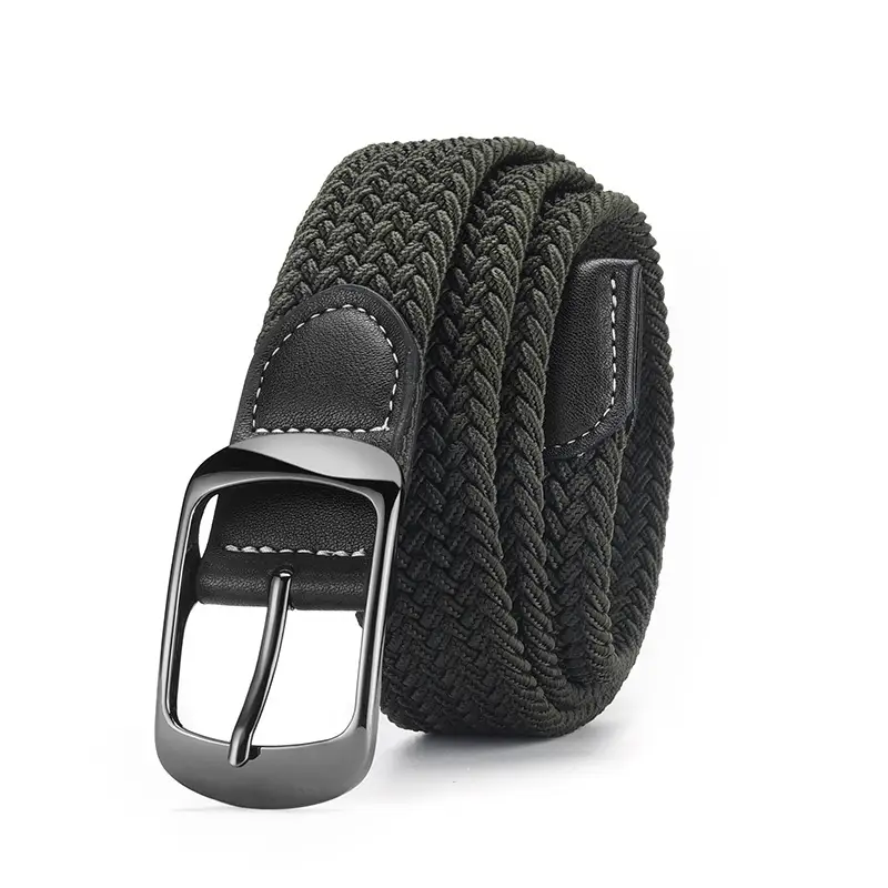 Men's Grey Knit Belt with Silver Buckle - Image 2