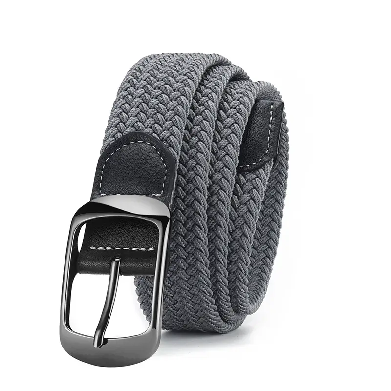 Men's Grey Knit Belt with Silver Buckle - Image 3