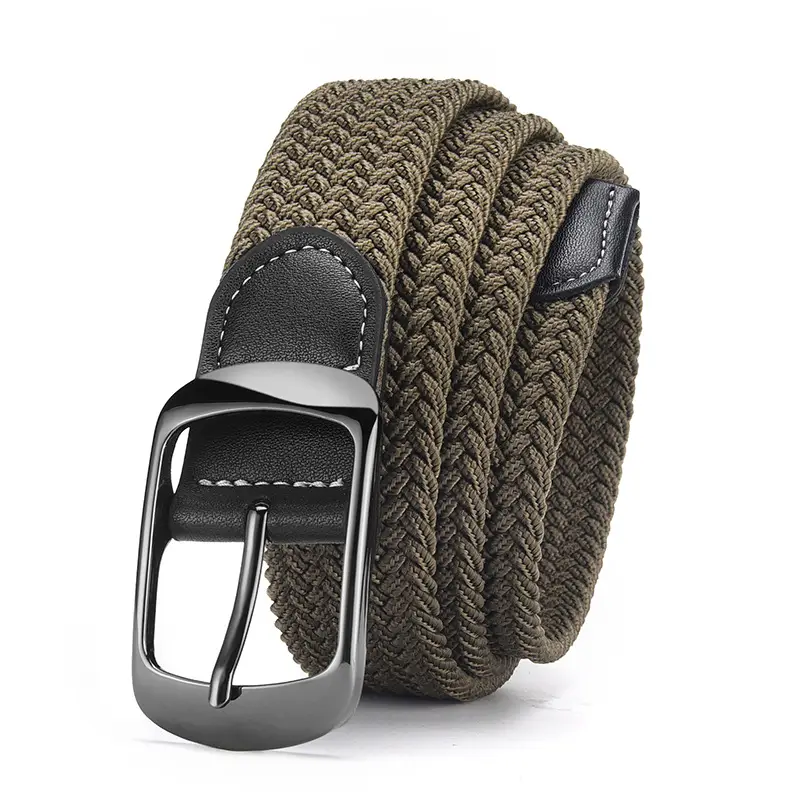 Men's Grey Knit Belt with Silver Buckle - Image 4