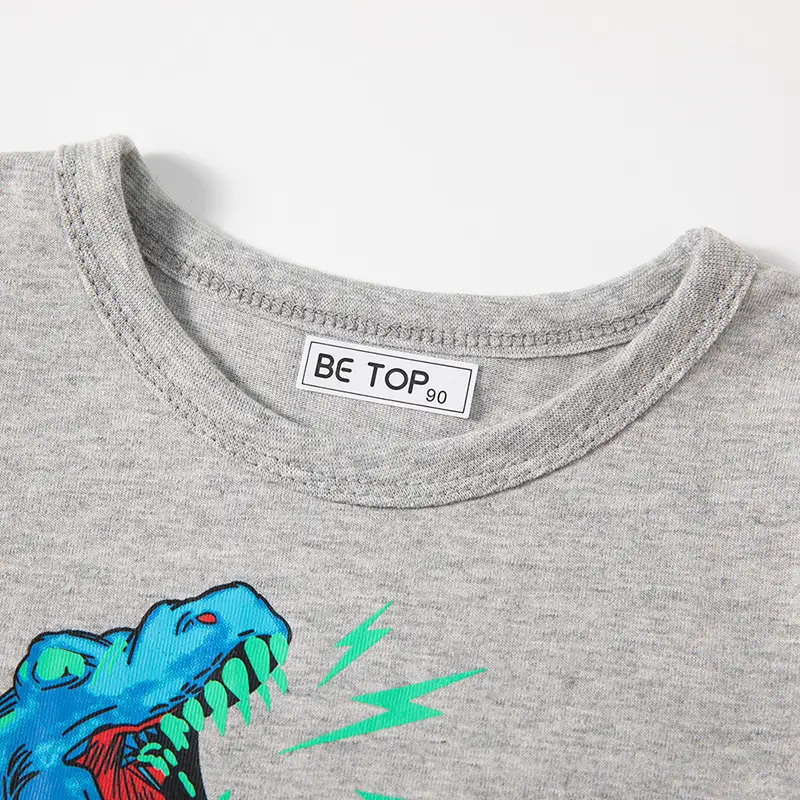 Be Top Kids Cotton T-Shirt Gray Dinosaur Print - Image 4