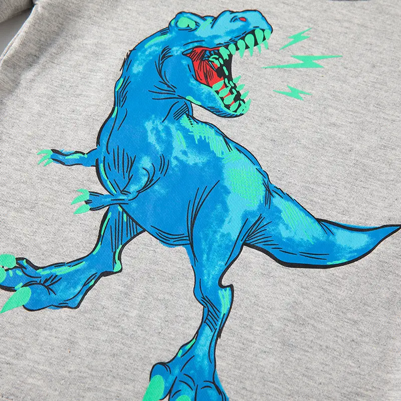 Be Top Kids Cotton T-Shirt Gray Dinosaur Print - Image 5