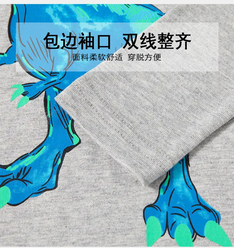 Be Top Kids Cotton T-Shirt Gray Dinosaur Print — feature 10