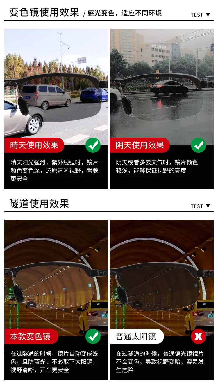 Smart Light-Activated Sunglasses for Men Black 5-30s β feature 6