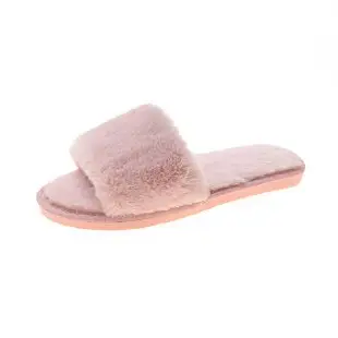 Foreign Trade Cotton Slippers Mao Mao Slippers Women's Indoor Home Autumn and Winter Short Plush Flat Open Slippers Large Size Slippers