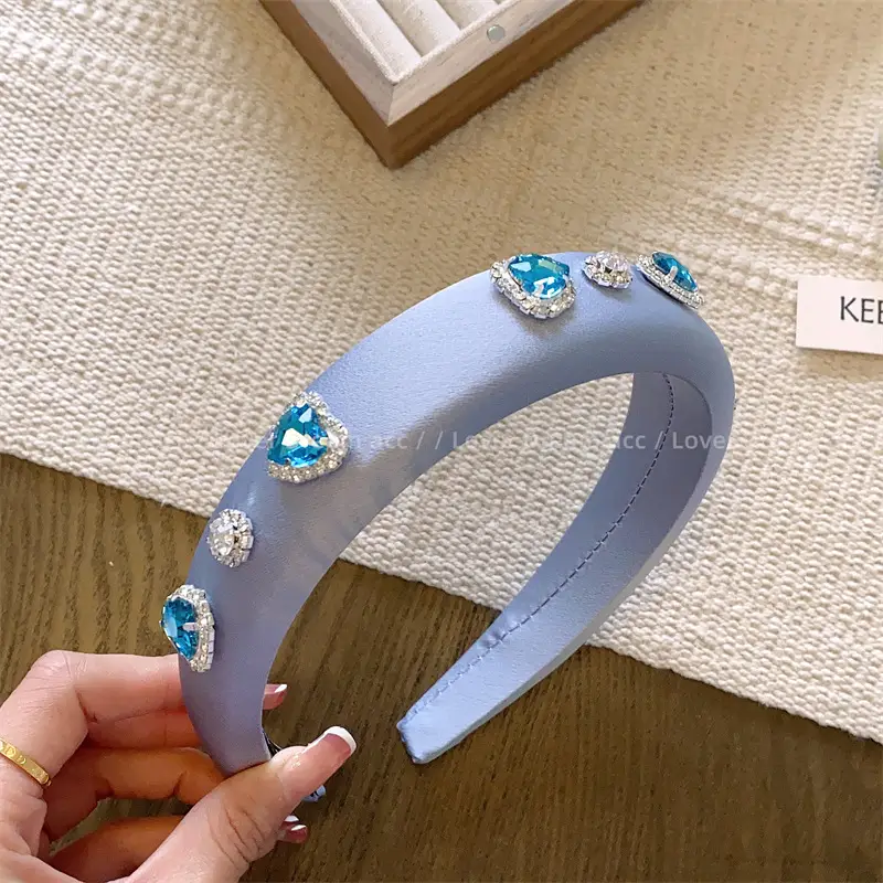 Black Heart Rhinestone Headband with High-End Satin Finish - Image 7