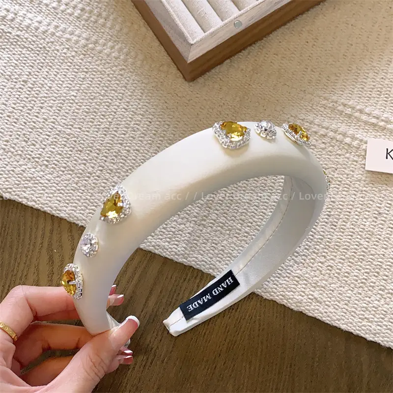 Black Heart Rhinestone Headband with High-End Satin Finish - Image 5