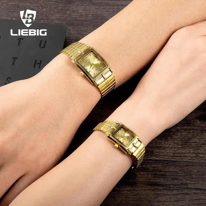 Liebig Women's Black Square Watch with Diamond Encrusted Steel Band