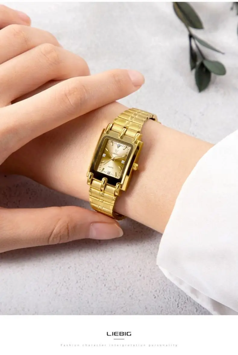 Liebig Women's Black Square Watch with Diamond Encrusted Steel Band — feature 10