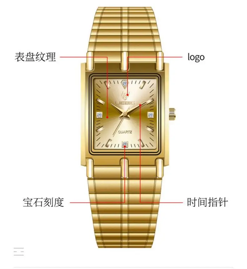 Liebig Women's Black Square Watch with Diamond Encrusted Steel Band — feature 14