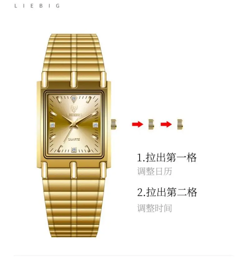 Liebig Women's Black Square Watch with Diamond Encrusted Steel Band — feature 15