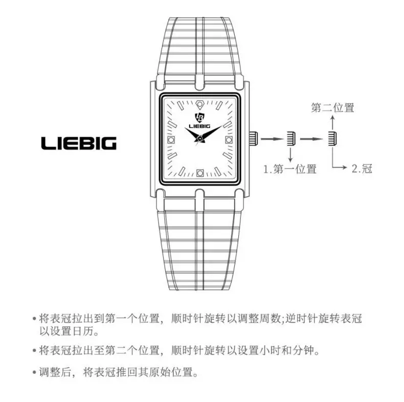 Liebig Women's Black Square Watch with Diamond Encrusted Steel Band — feature 17