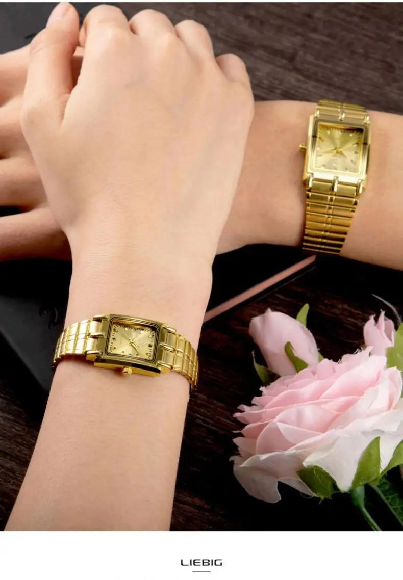 Liebig Women's Black Square Watch with Diamond Encrusted Steel Band — feature 7