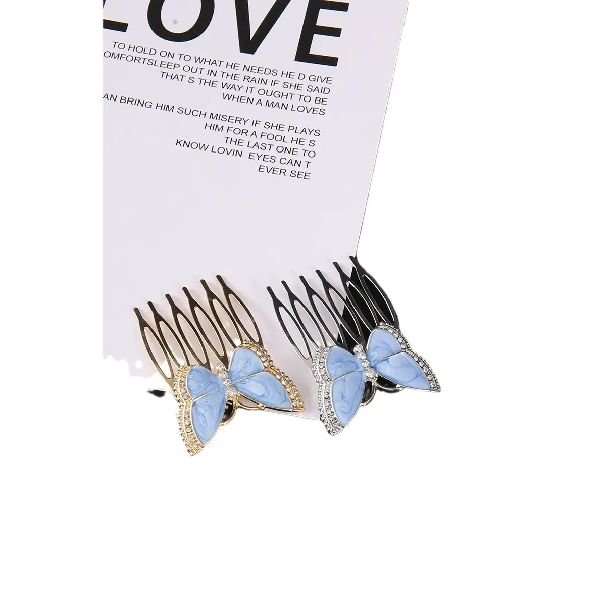 Butterfly Hair Comb with Rhinestone & Alloy Design