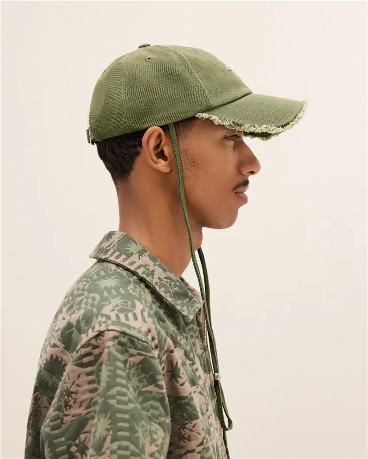 Women's Green Printed Baseball Cap with Windproof Rope — feature 14