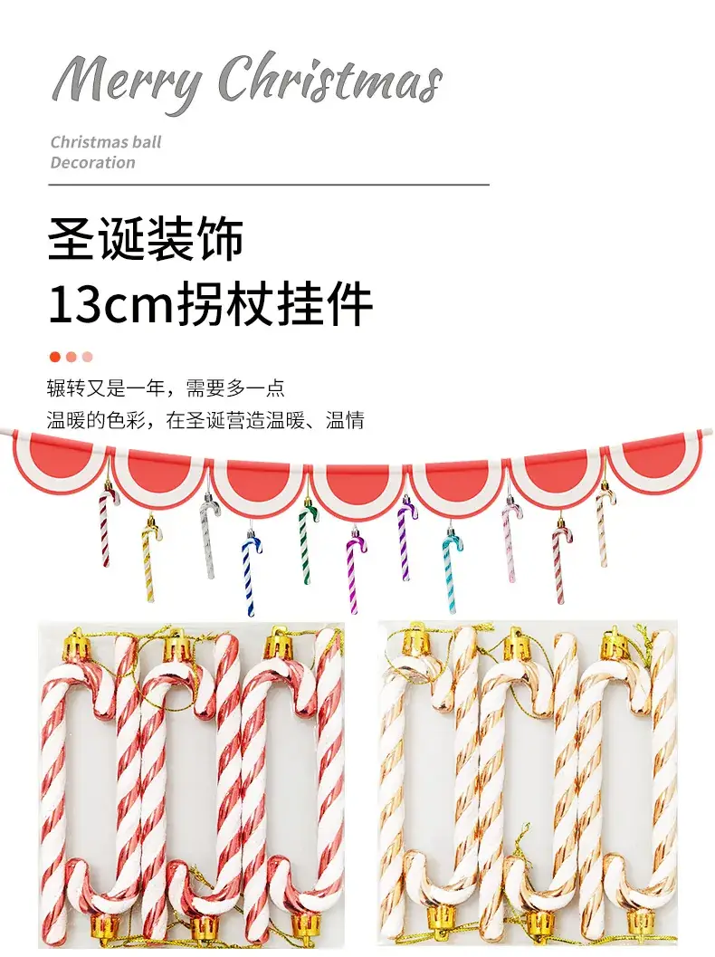 Christmas Painted Candy Cane Decorative Cane 13cm — feature 2