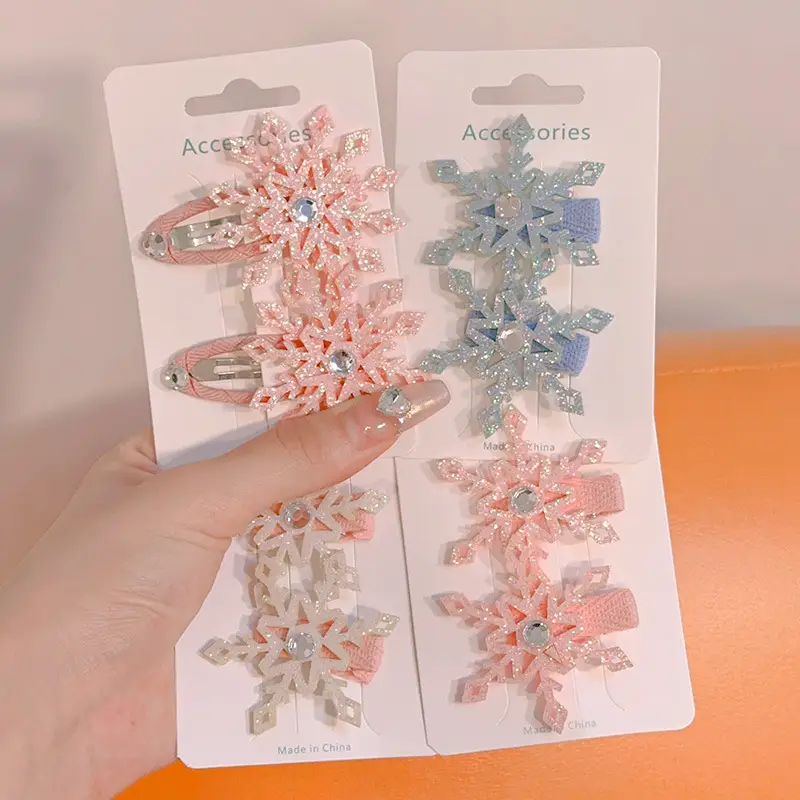 Girls Double Layer Snowflake Hairpin Clip Ice Princess