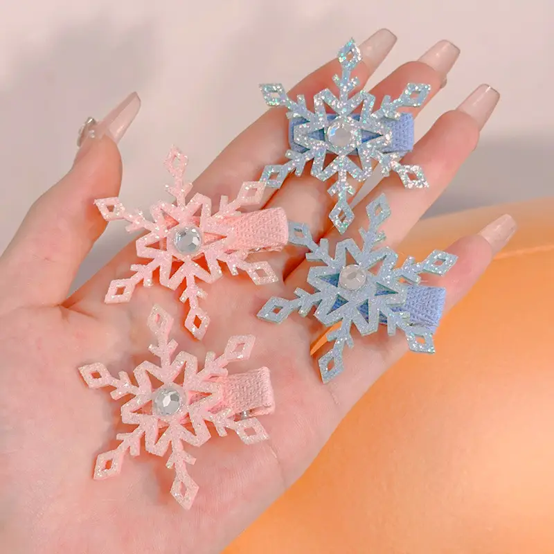 Girls Double Layer Snowflake Hairpin Clip Ice Princess