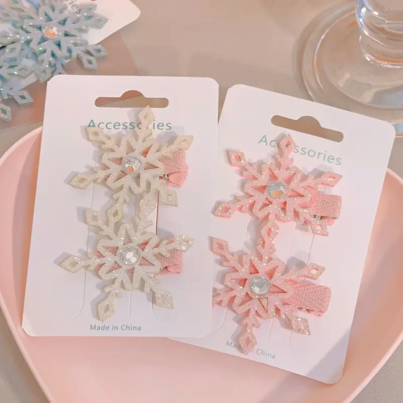 Girls Double Layer Snowflake Hairpin Clip Ice Princess