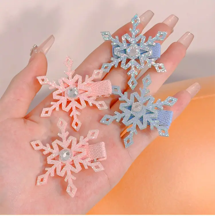 Girls Double Layer Snowflake Hairpin Clip Ice Princess — feature 3