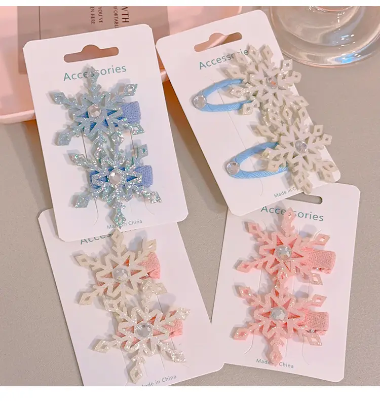 Girls Double Layer Snowflake Hairpin Clip Ice Princess — feature 6