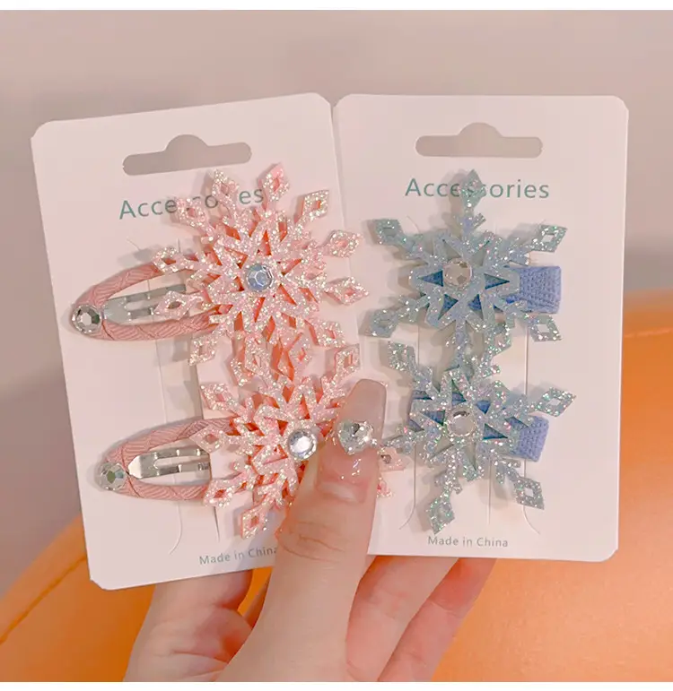 Girls Double Layer Snowflake Hairpin Clip Ice Princess — feature 8