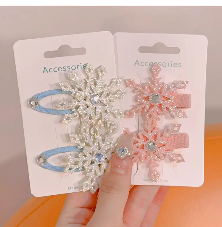 Girls Double Layer Snowflake Hairpin Clip Ice Princess — feature 9