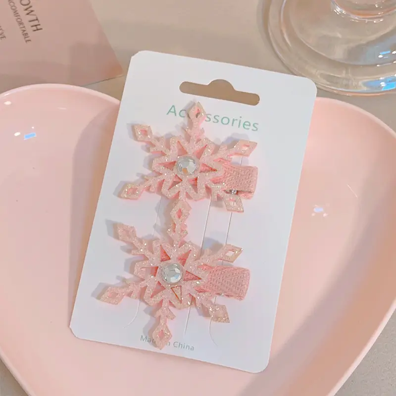 Girls Double Layer Snowflake Hairpin Clip Ice Princess