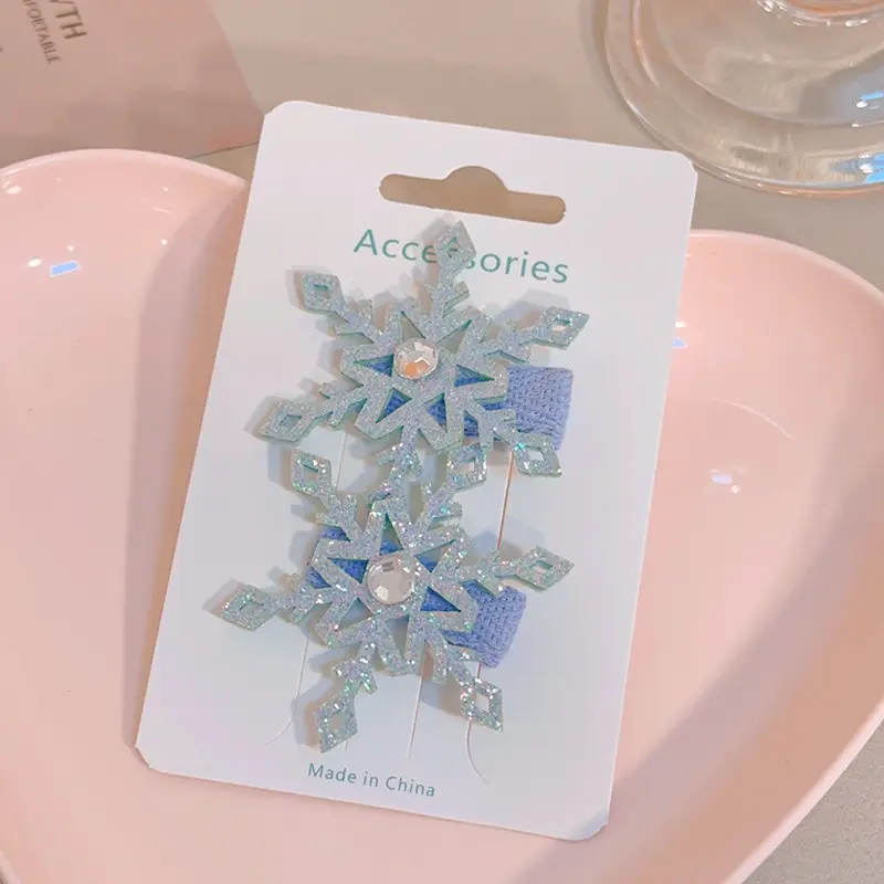 Girls Double Layer Snowflake Hairpin Clip Ice Princess