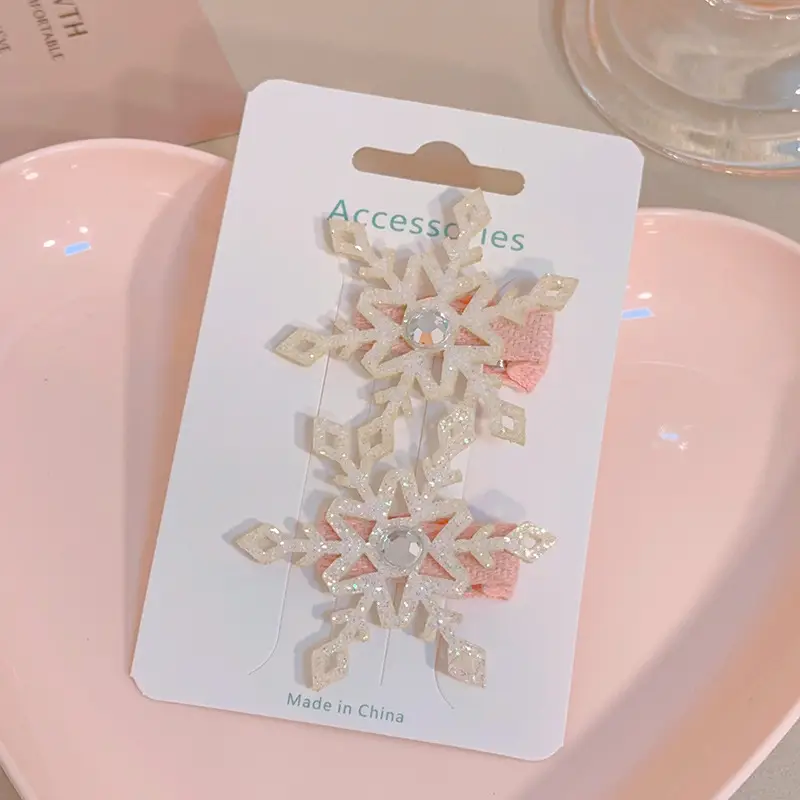 Girls Double Layer Snowflake Hairpin Clip Ice Princess