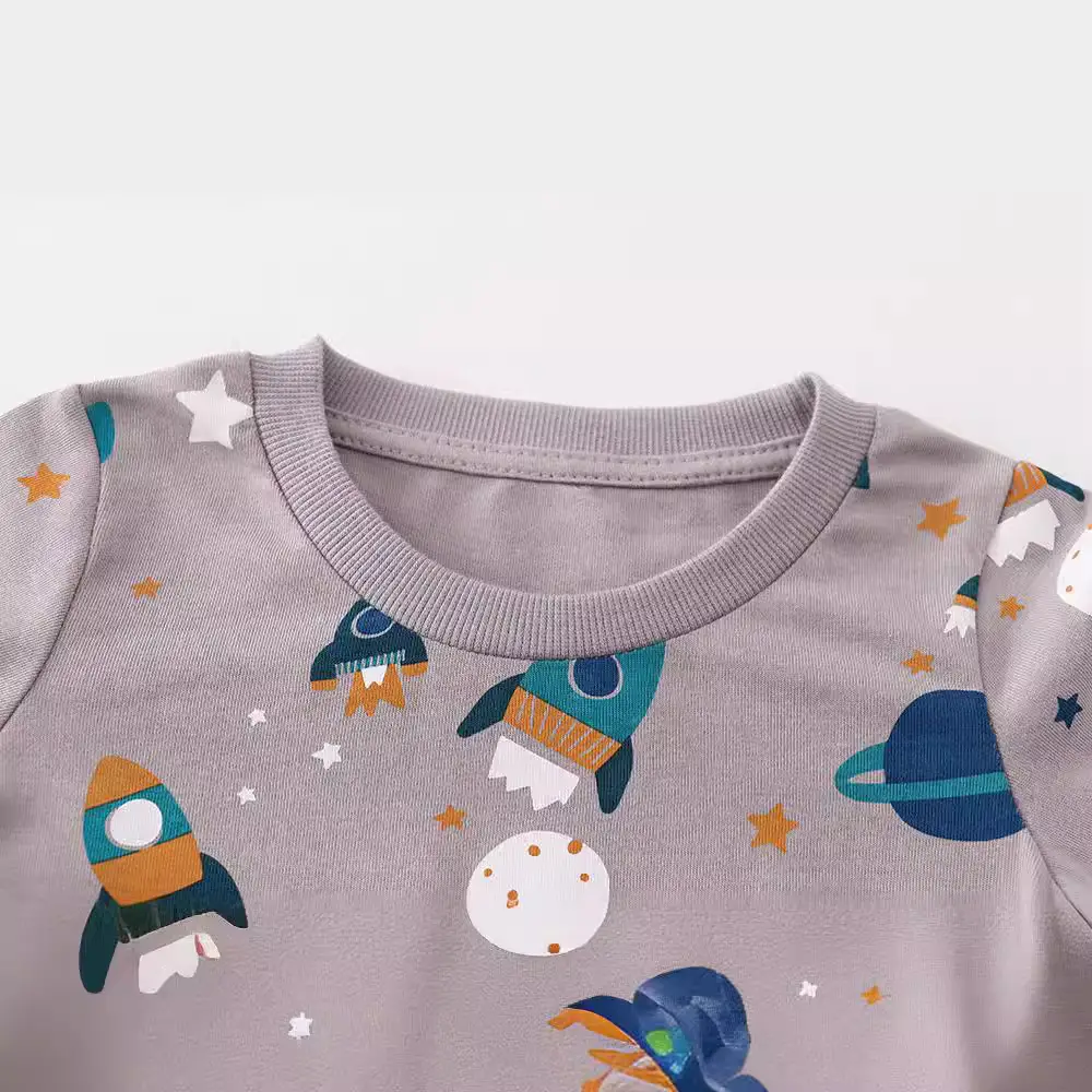 Boys Long Sleeve Cartoon Printed T-Shirt Grey - Image 2