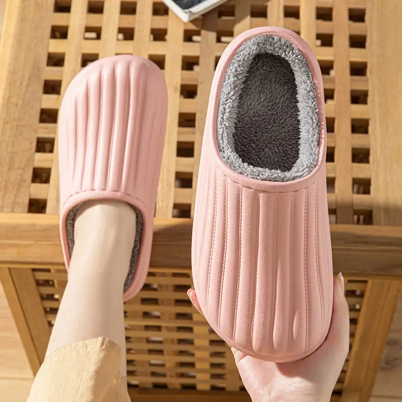 EVA waterproof cotton slippers cross-border in stock home indoor and outdoor warm plush men's and women's simple autumn and winter lightweight cotton shoes - Image 8
