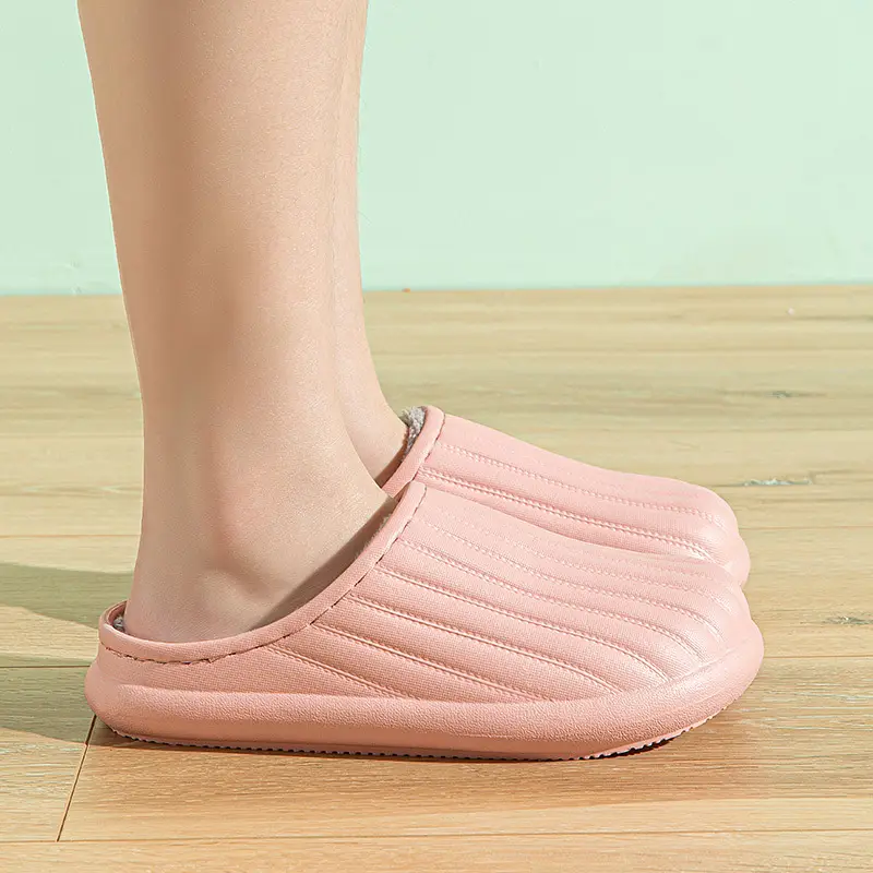 EVA waterproof cotton slippers cross-border in stock home indoor and outdoor warm plush men's and women's simple autumn and winter lightweight cotton shoes - Image 9
