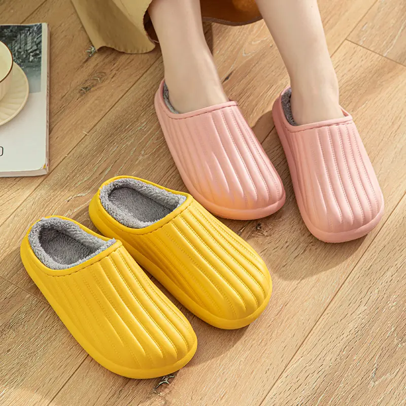 EVA waterproof cotton slippers cross-border in stock home indoor and outdoor warm plush men's and women's simple autumn and winter lightweight cotton shoes - Image 10