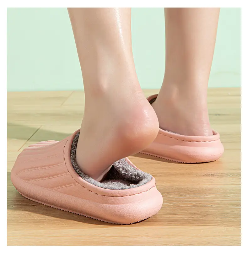 EVA waterproof cotton slippers cross-border in stock home indoor and outdoor warm plush men's and women's simple autumn and winter lightweight cotton shoes — feature 9