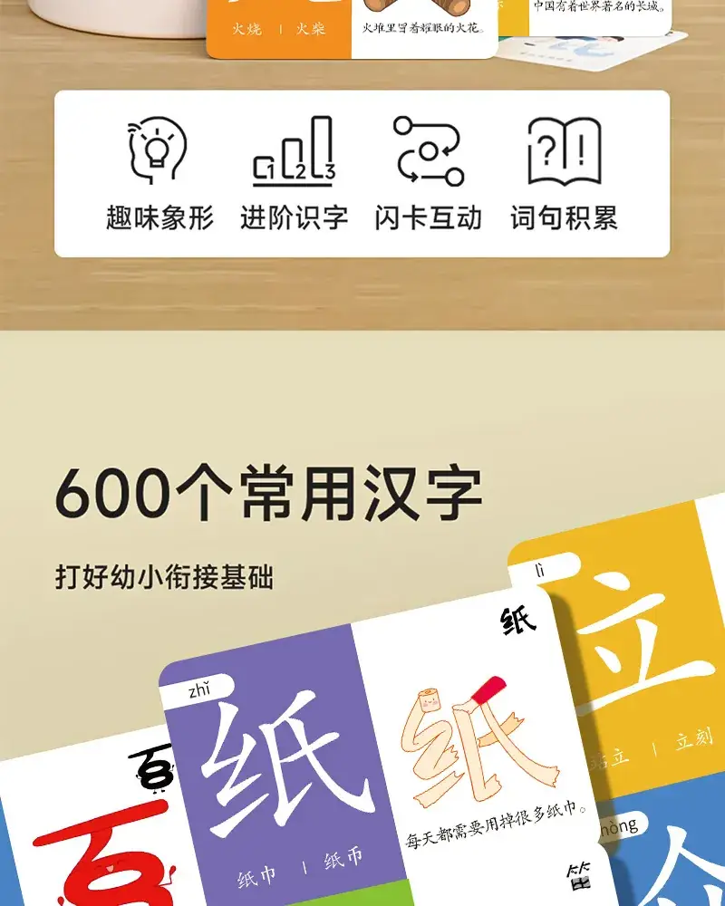 Children's Pictographic Letter Cards 200 Chinese 3-6Y — feature 2