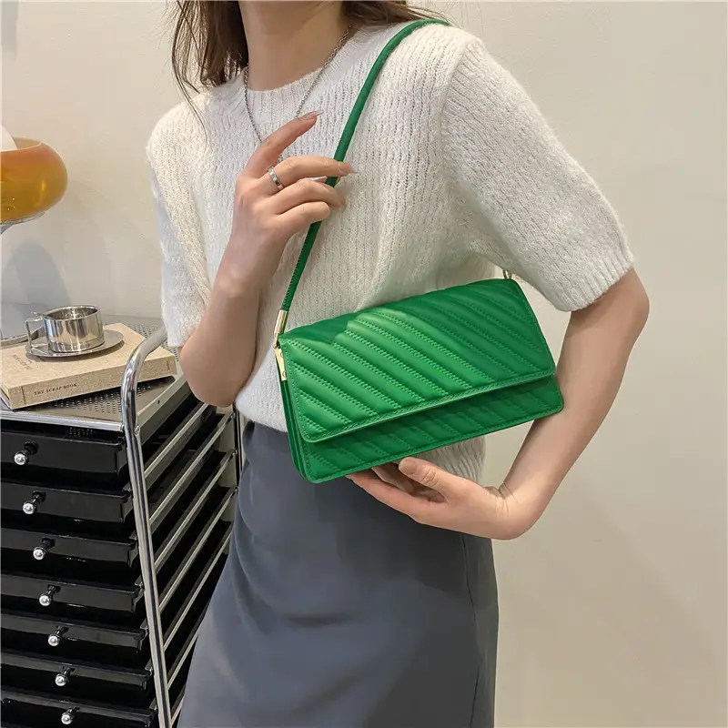 Women's Brown Textured Shoulder Bag 2023 Summer - Image 9