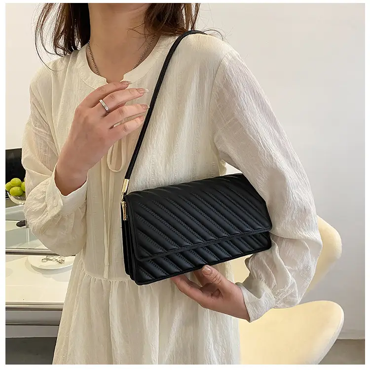 Women's Brown Textured Shoulder Bag 2023 Summer - Image 2