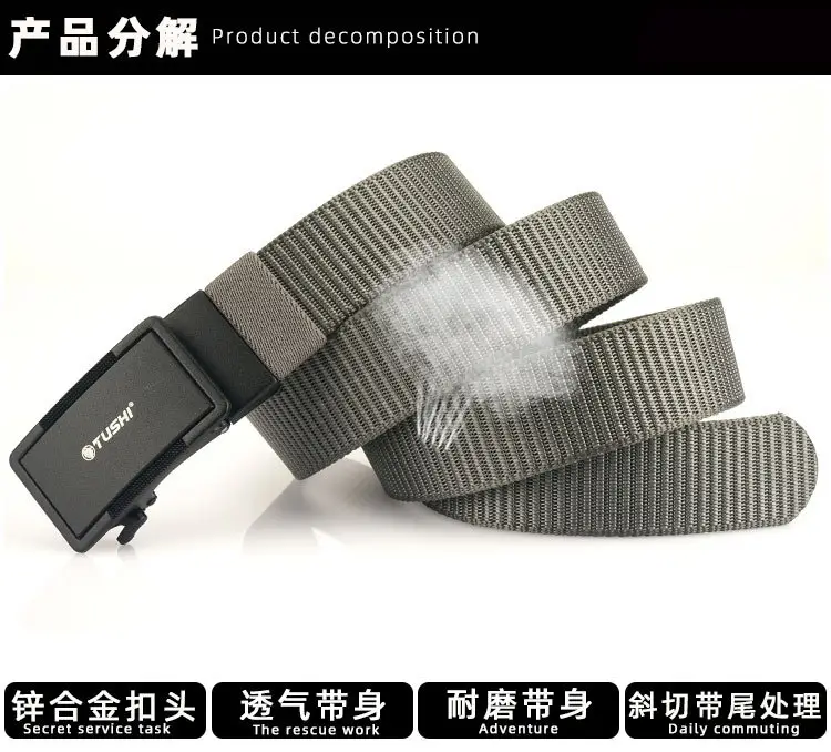 Men's Black Nylon Belt with Adjustable Strap β feature 11