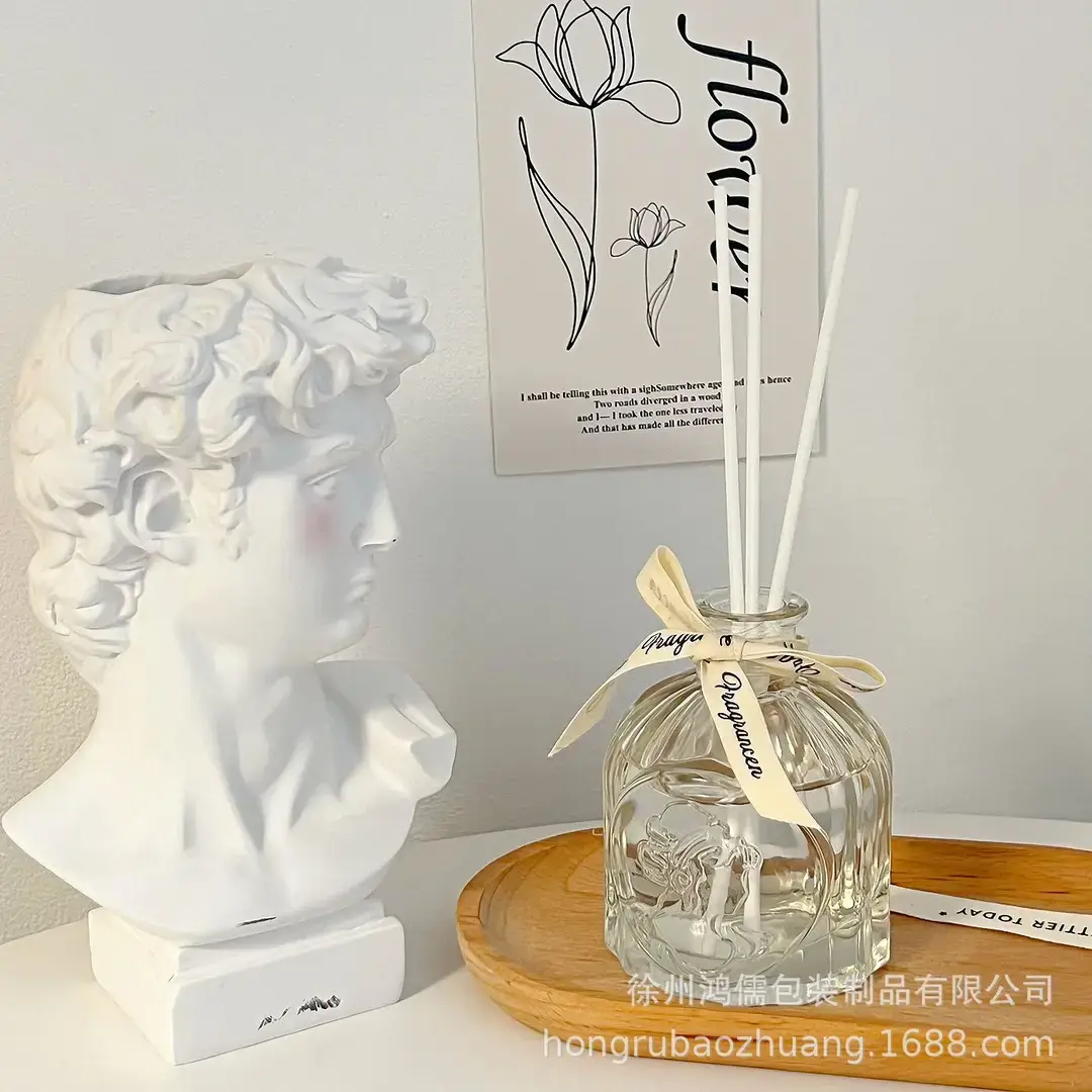 Wholesale 100ml Glass Perfume Bottle with Wind Rattan Design