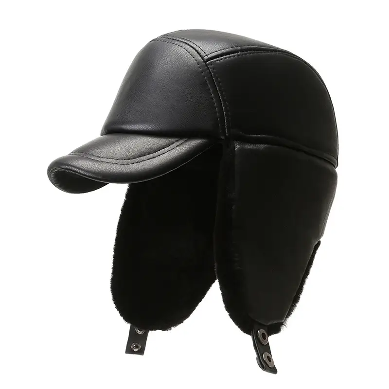 Winter Fleece Lined Black Cap for Men - Image 4
