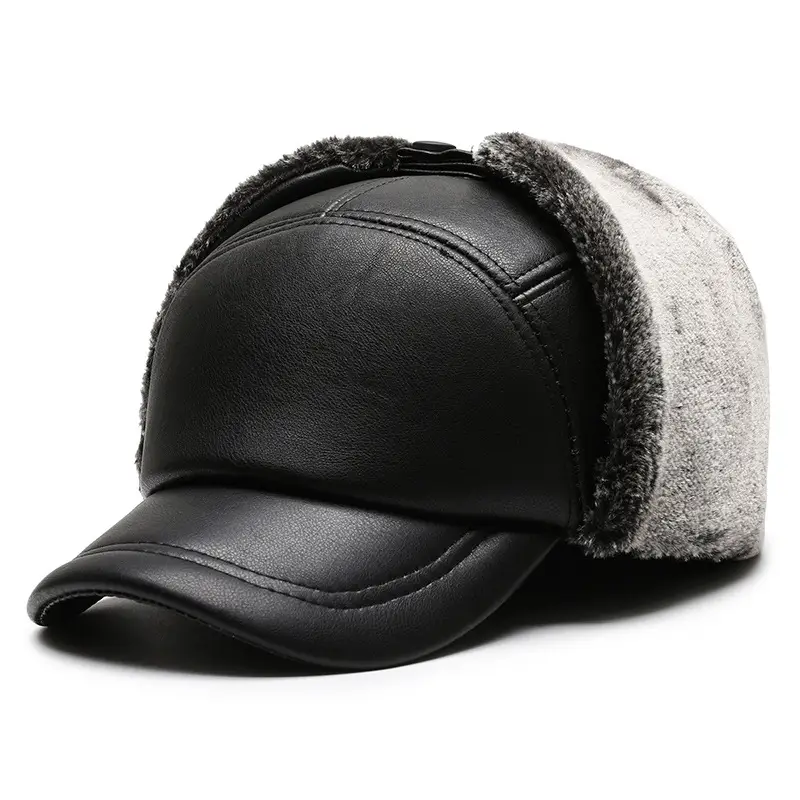 Winter Fleece Lined Black Cap for Men - Image 2