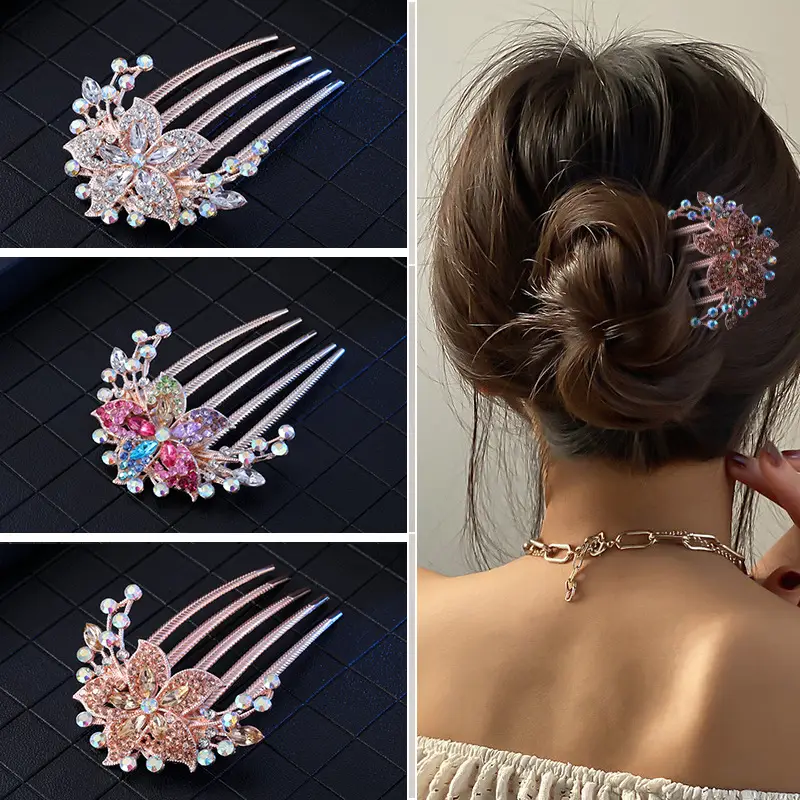 Korean Style Butterfly Hair Comb with Crystal Head