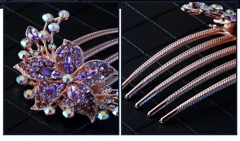 Korean Style Butterfly Hair Comb with Crystal Head — feature 17